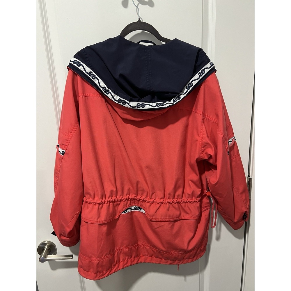 Vintage Mulberry Street Hooded Jacket Red Navy White Size Medium Sailing - Picture 2 of 9